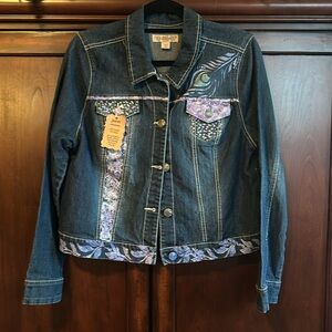 Nine West Dark Blue Denim Jacket with Purple Accents